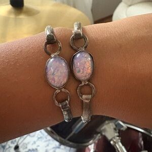 Vintage Sterling  Sterling Silver bracelet Dragons Breath Cabochon Stones